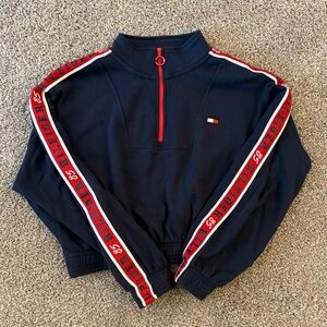 Tommy Hilfiger Navy and Red Half-Zip Sweatshirt